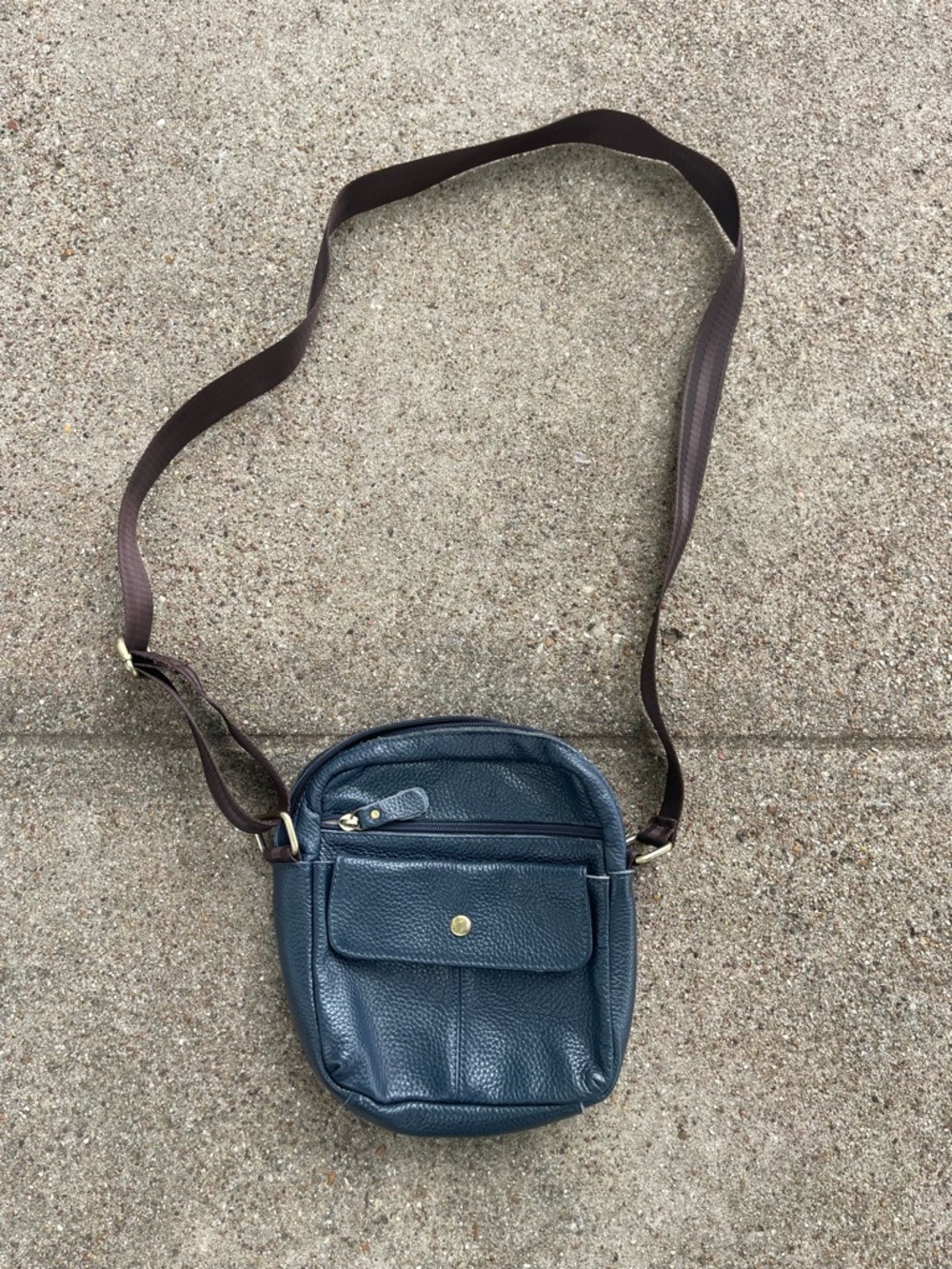 Blue Genuine Leather Crossbody